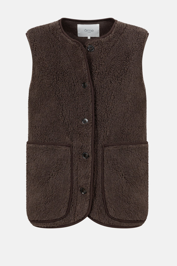 Madison Teddy Sleeveless Jacket |  Brown