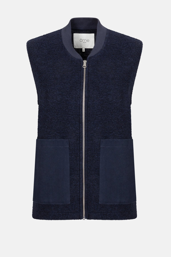 Gunther Wooly Sleeveless Jacket |  Navy
