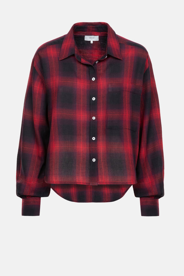 Karlotta Cropped Shirt | Red Checked Flannel