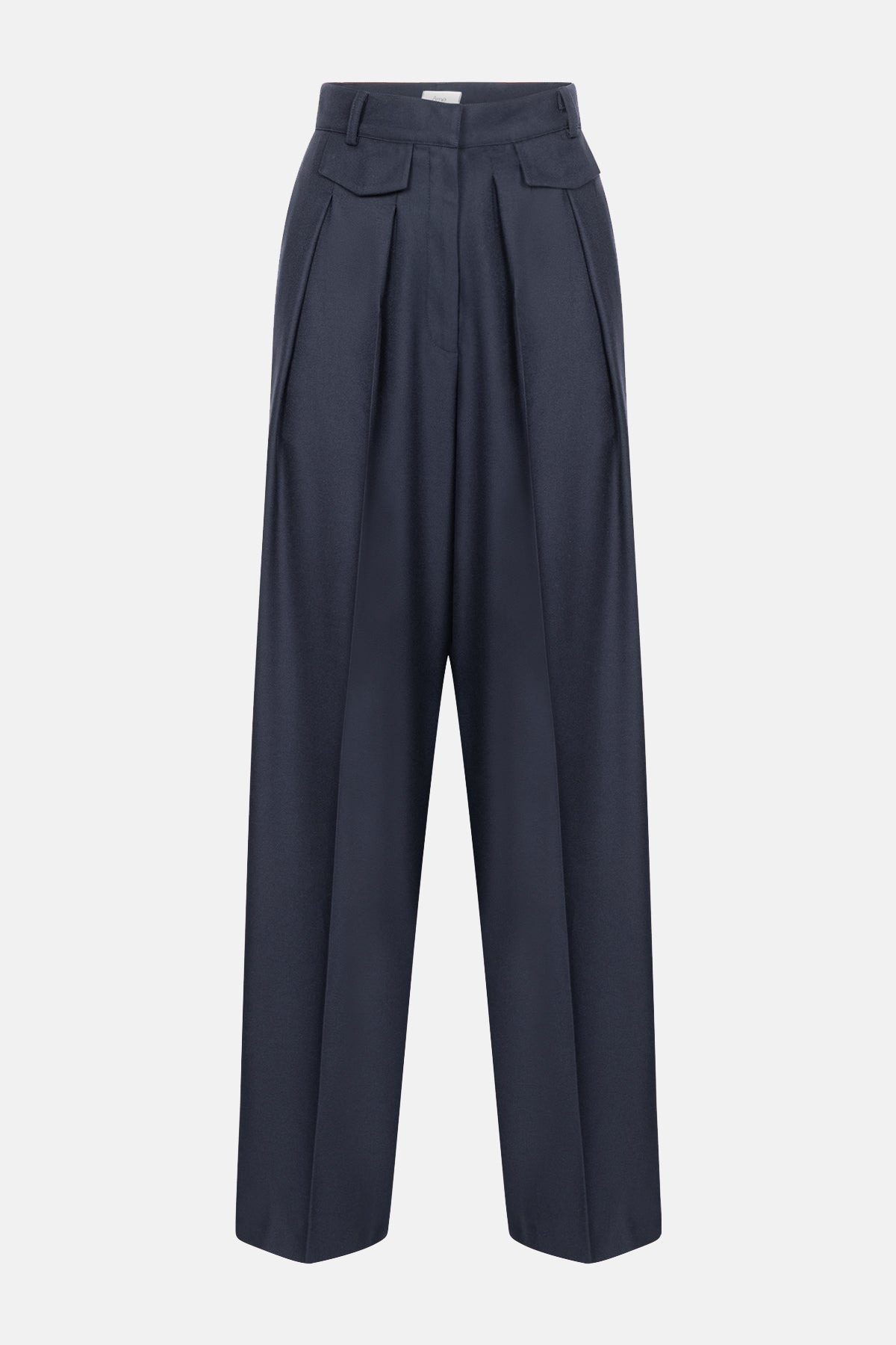 Michel Wide Pleated Trousers | Dark Blue
