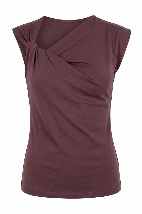 Nurcia T-shirt With Knot | Burgundy