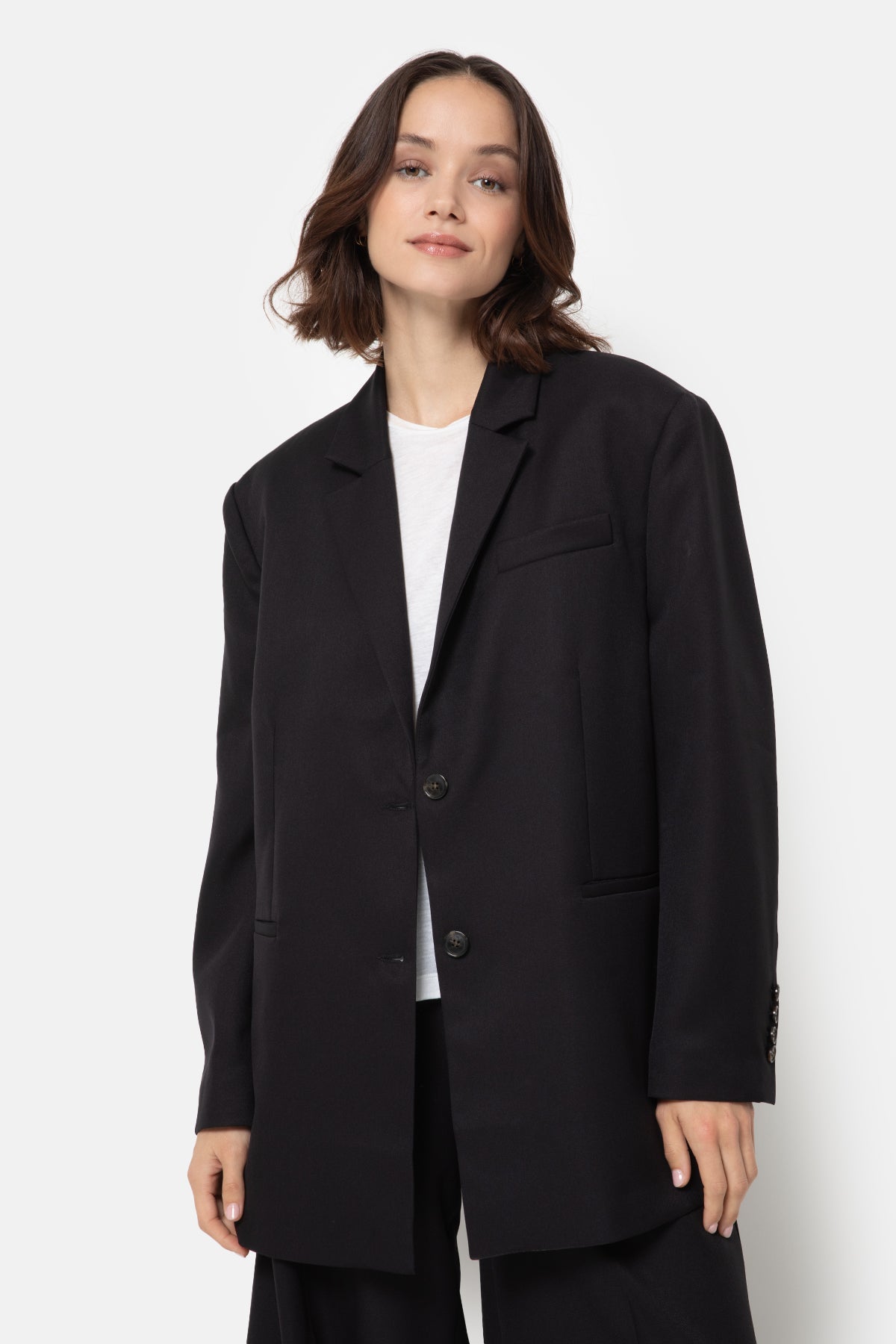 Blazer oversize Julian à boutonnage simple | Noir