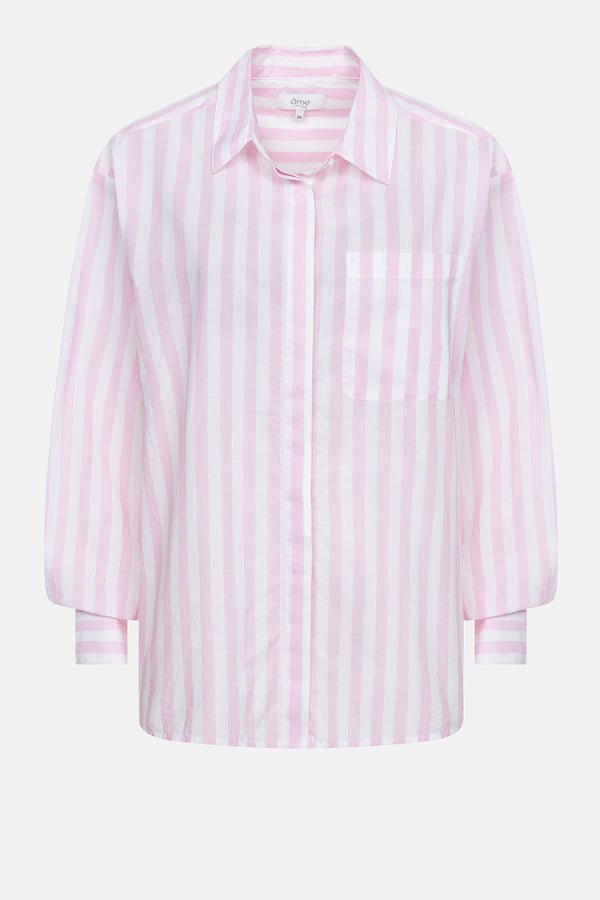 Daddy Oversized Shirt | White & Pink Stripes