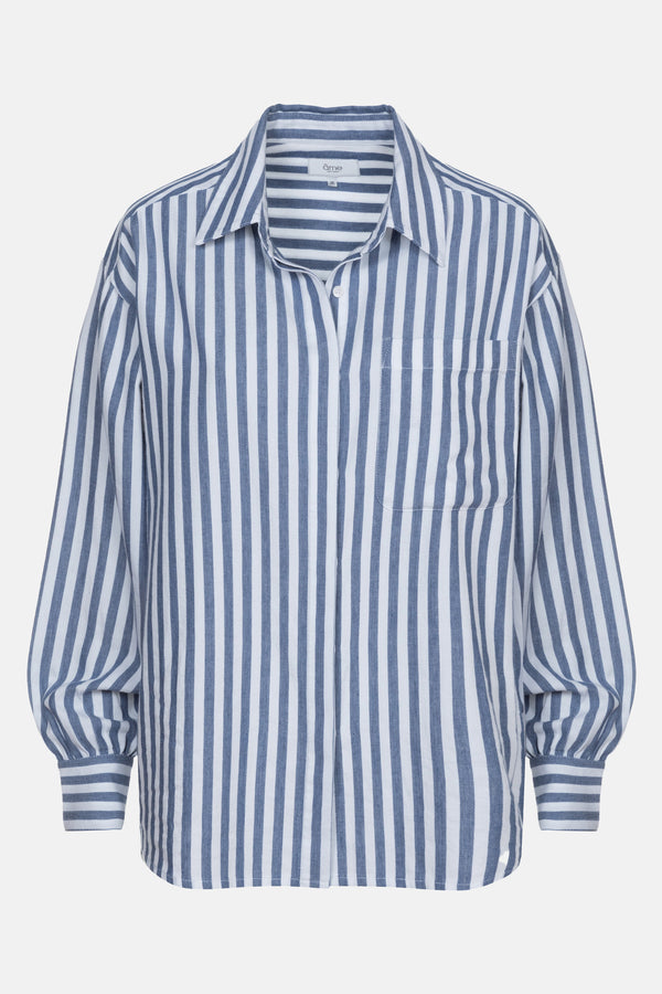 Daddy Oversized Shirt | White with Blue Stripes