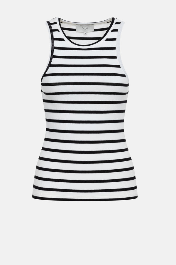 Fabric Tank Top | Black & White Stripes