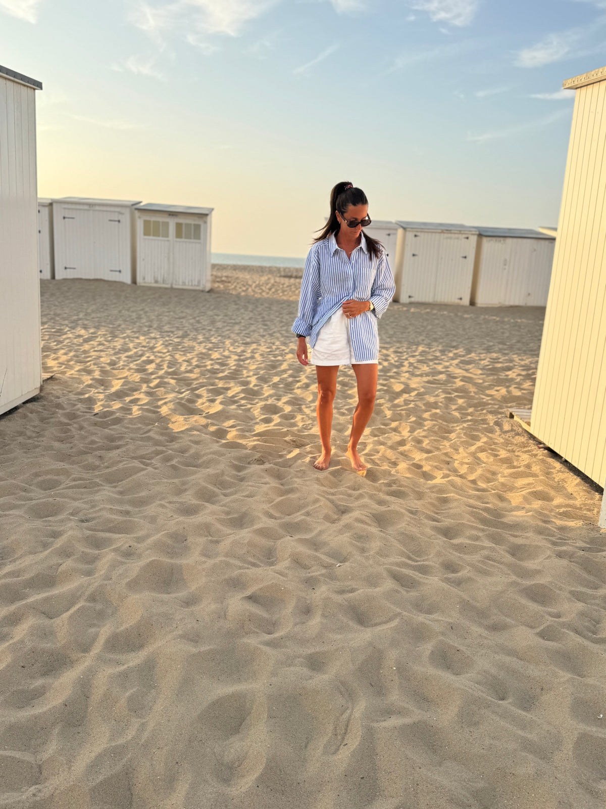 Madeline Oversized Shirt | Rayures Blanches et Bleues