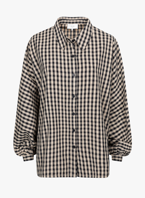 Chemise oversize Gala à carreaux | Noir & Beige