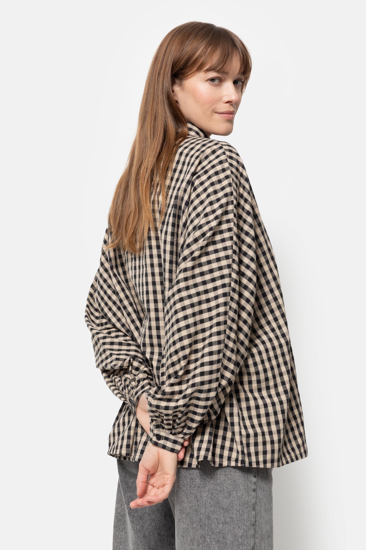 Chemise oversize Gala à carreaux | Noir & Beige