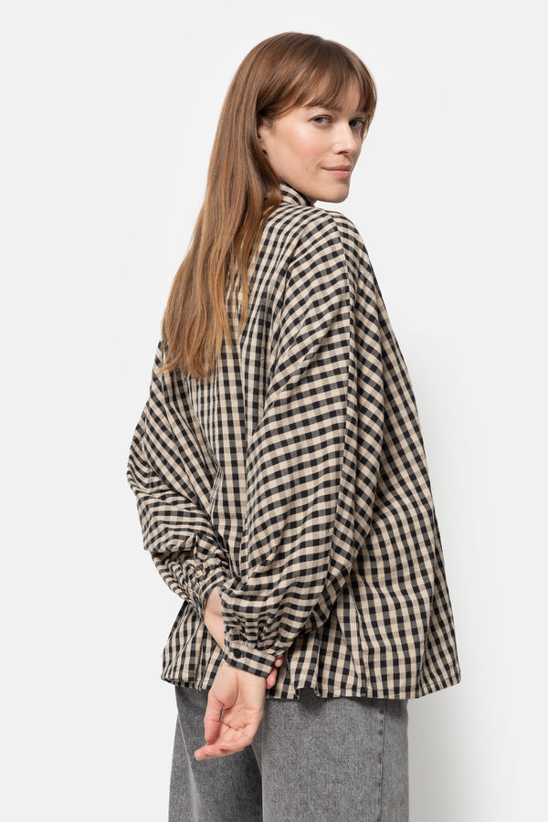 Chemise oversize Gala à carreaux | Noir & Beige