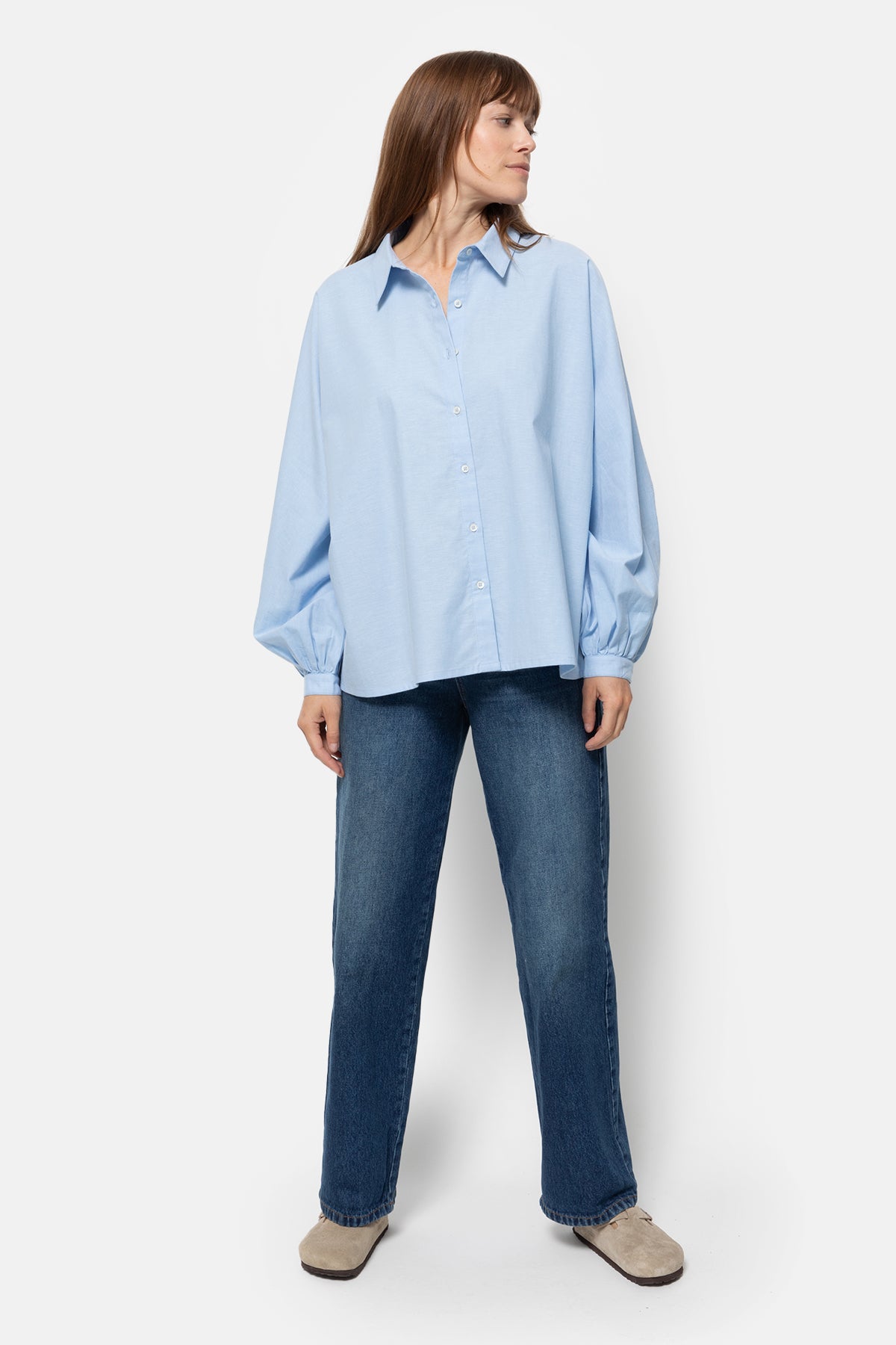 Chemise Gala avec manches bouffantes | Light Blue Oxford