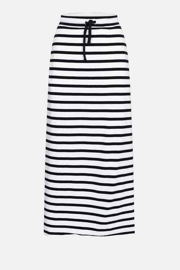 Gauge Jersey Skirt | Black & White Stripes