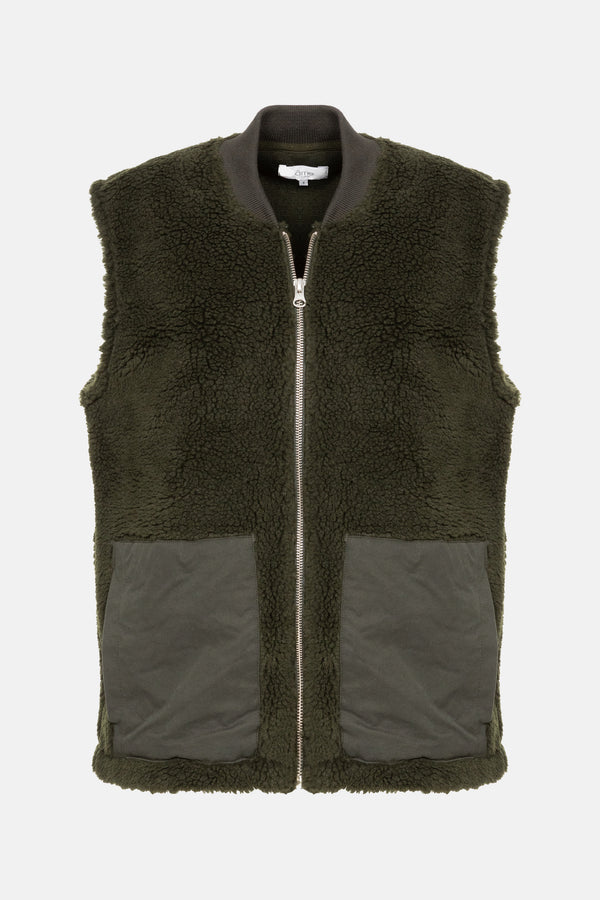 Gunther Teddy Sleeveless Jacket | Avocado Green