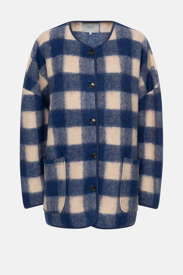 Hannah Wooly Jacket | Bleu & Beige à Carreaux