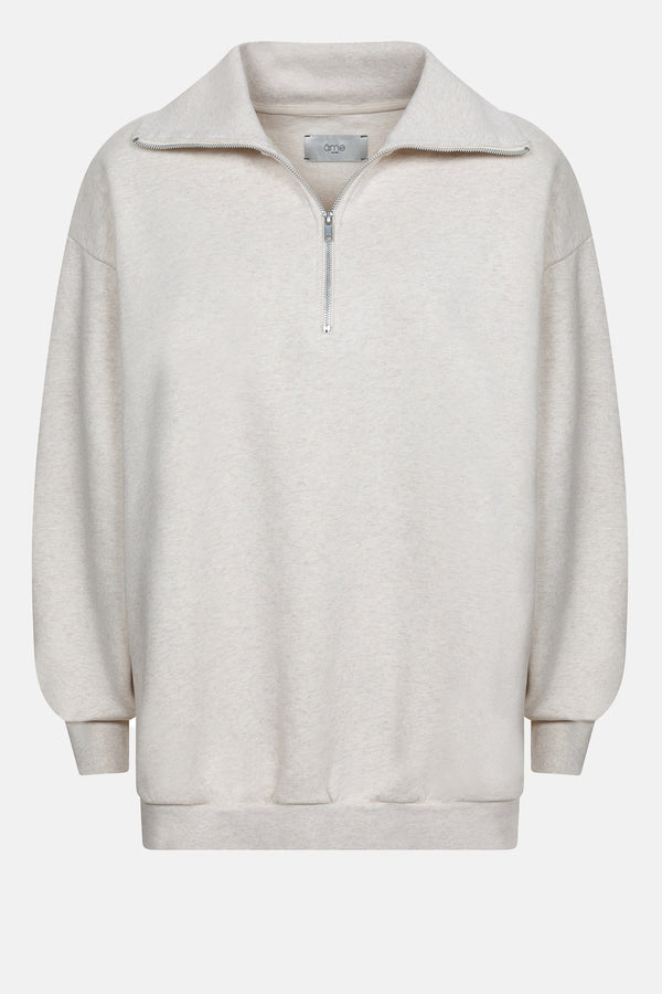 Iflower Oversized Sweatshirt with Zip | Marled Ivory