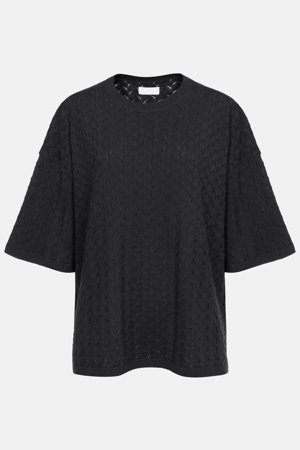 Iloise Jacquard Knitted Top | Black