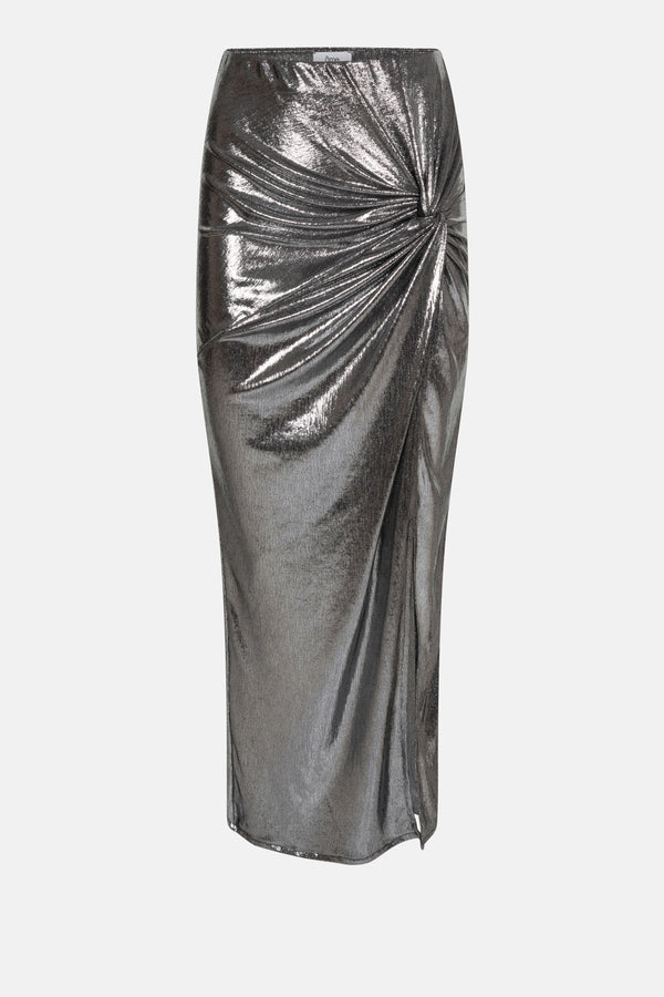 Impair Midi Skirt | Shiny Silver