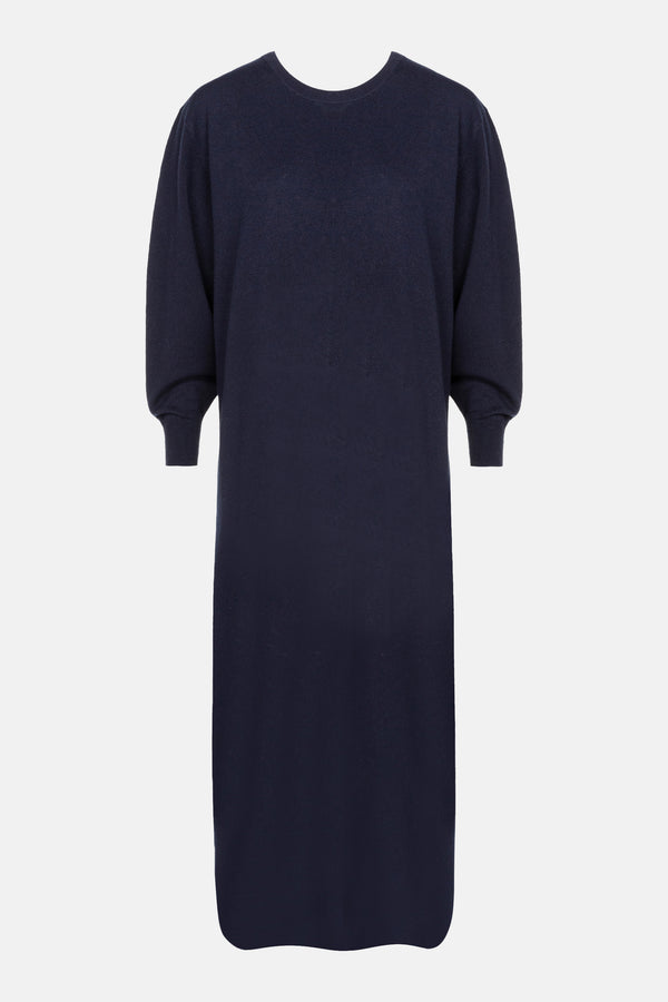 Inka Long Knitted Dress with V-Back | Night Sky Blue