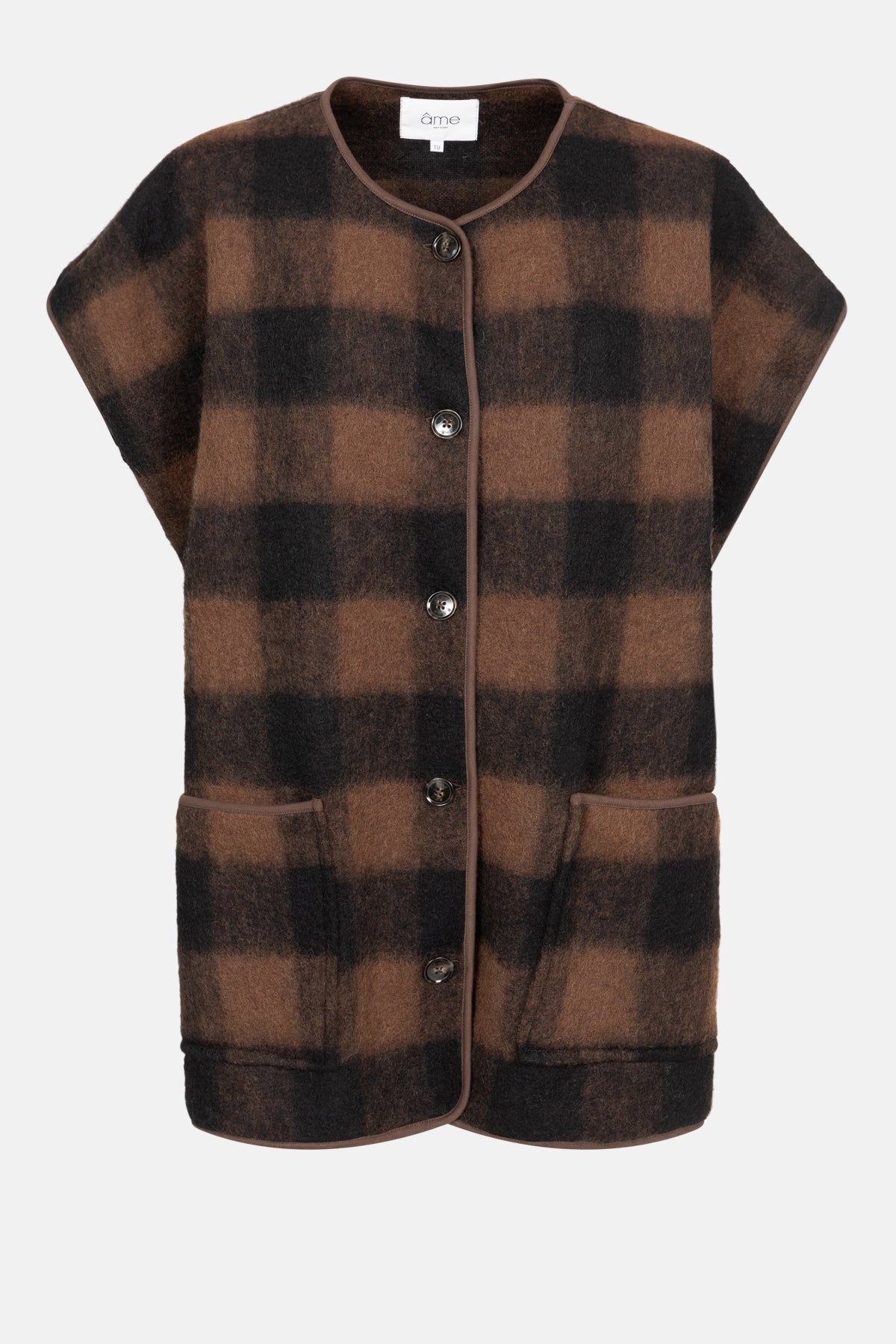 Ines Teddy Oversized Jacket |  Brown Checked Wooly Jacket