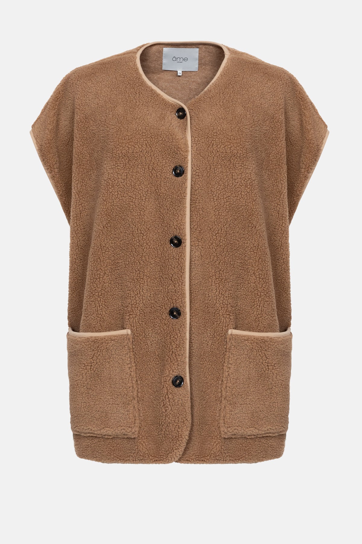 Veste teddy sans manches oversized Ines | Camel