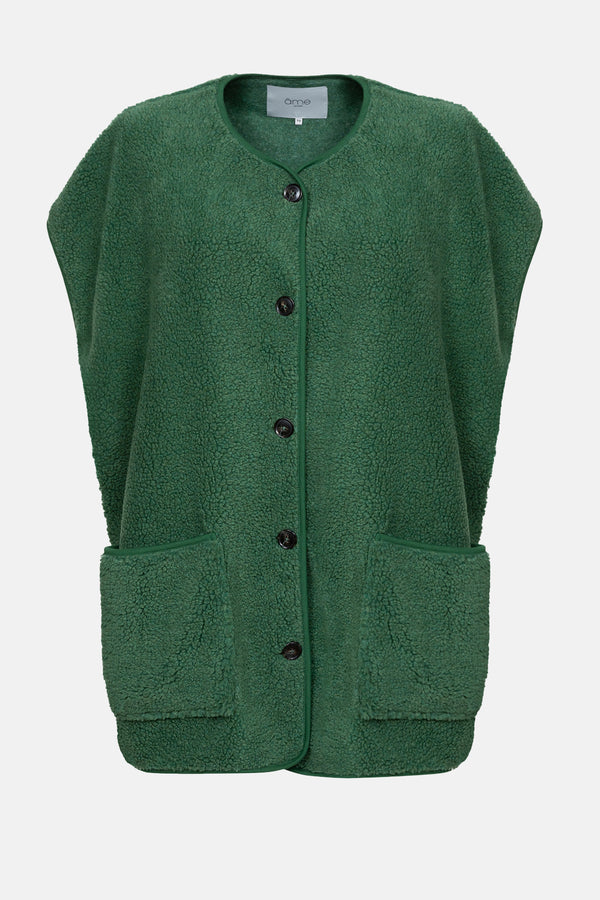 Ines Teddy Oversized Jacket | Green