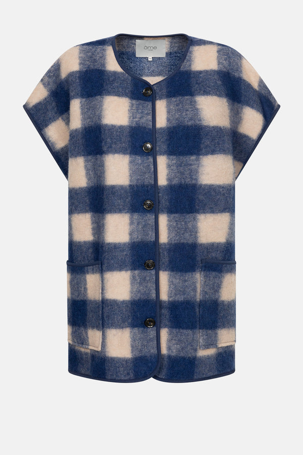 Ines Wooly Veste oversize | Bleu & Beige à Carreaux