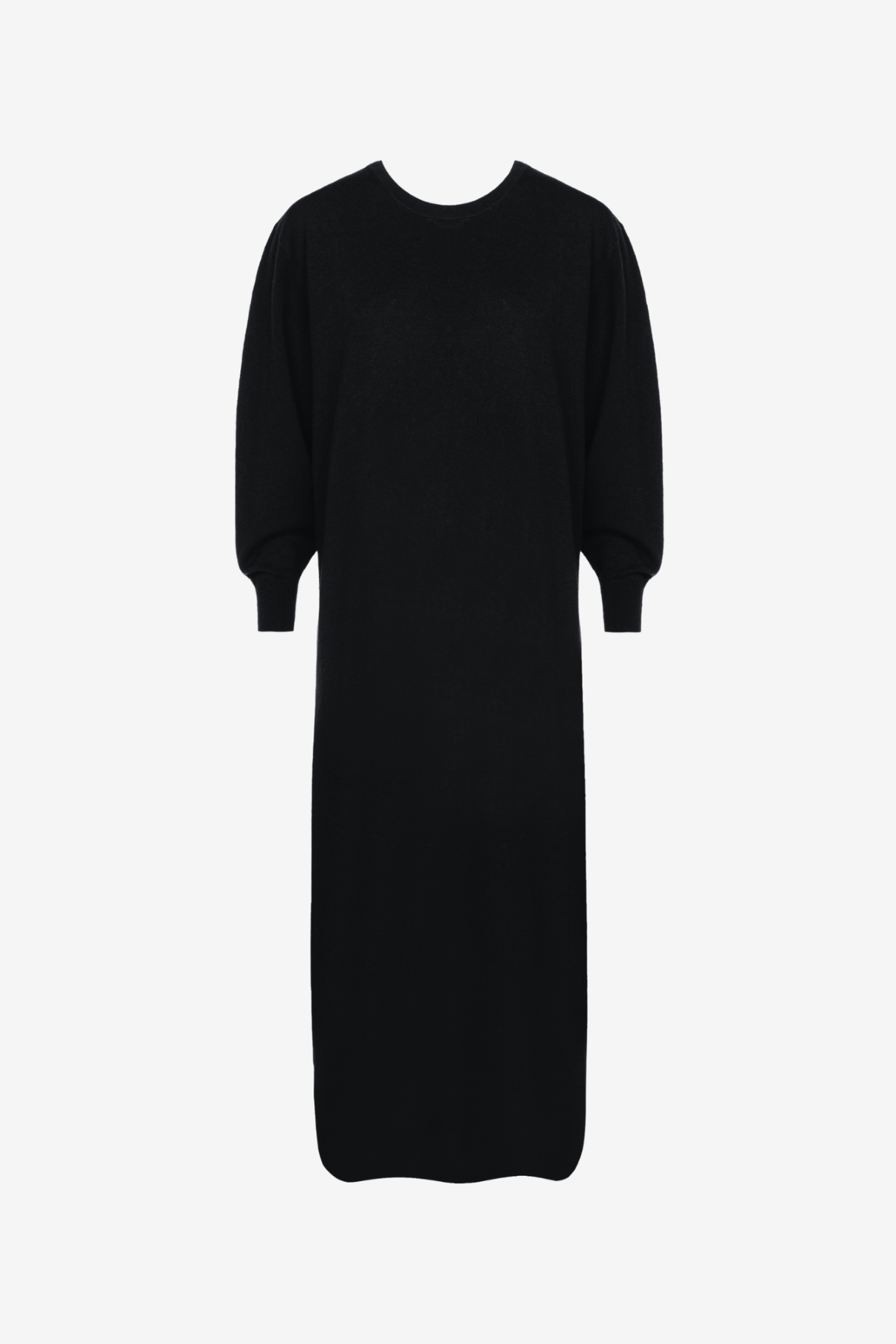 Inka Long Knitted Dress with V-Back | Black
