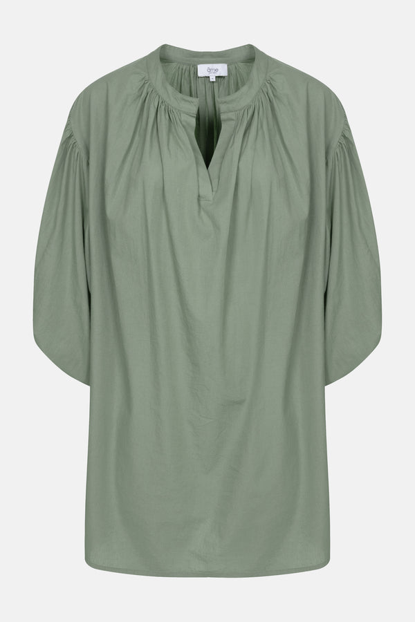 Instance Shirt Dress with Puff Sleeves | Avocado Green