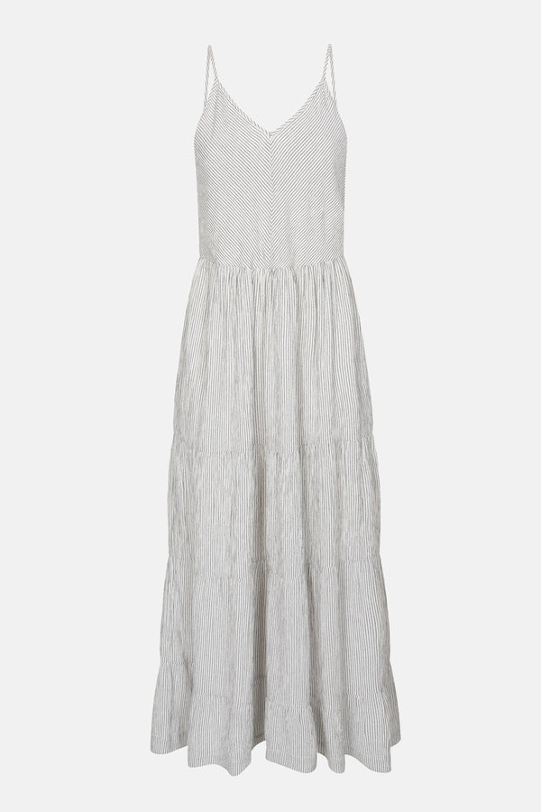  Jana Long Slip Dress | Rayures blanches et bleues