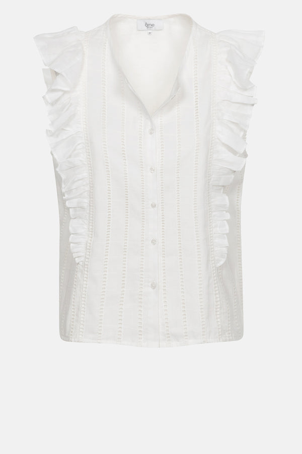 Jill Poplin Shirt with Frills | Off White