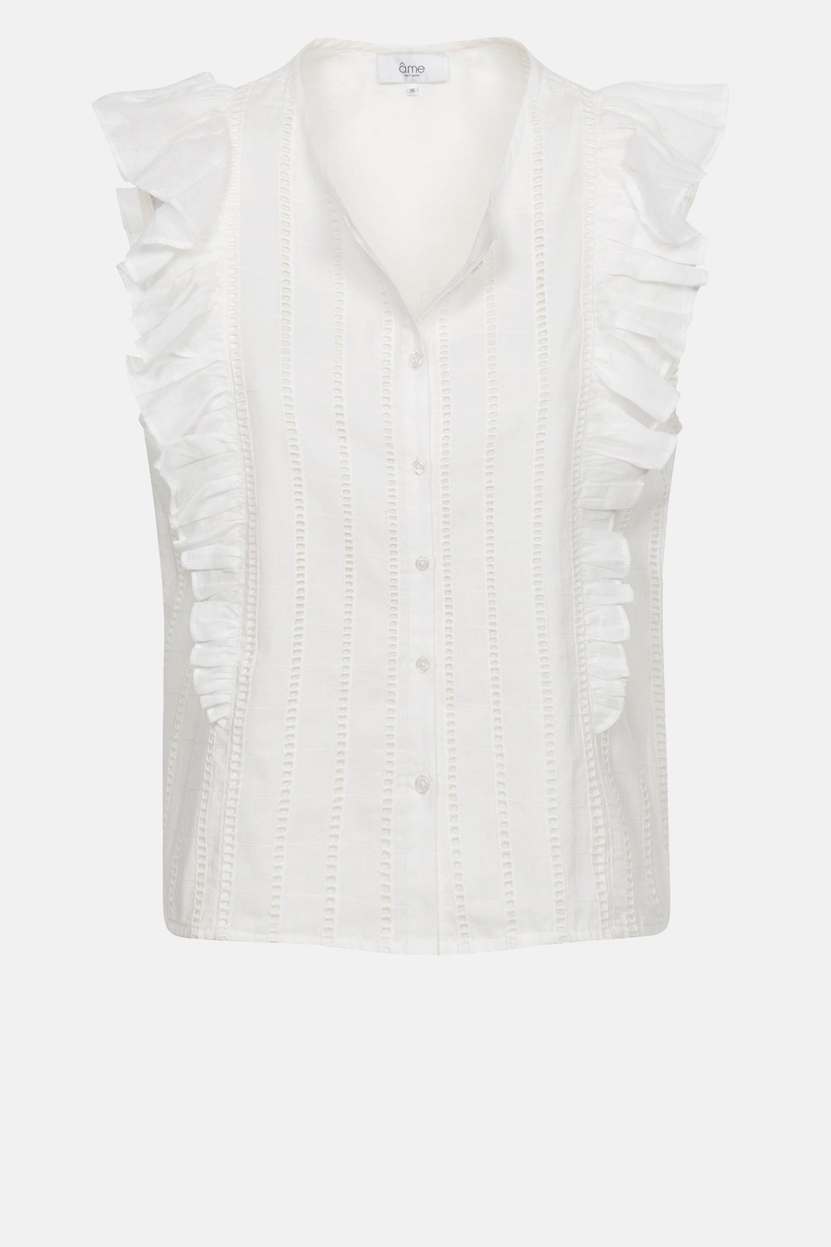 Jill Poplin Shirt with Frills | Off White – Âme antwerp