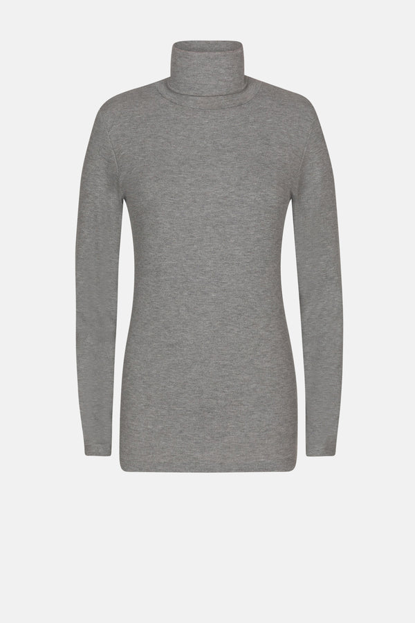 Kale Ribbed Turtleneck with Long Sleeves | Marled Grey