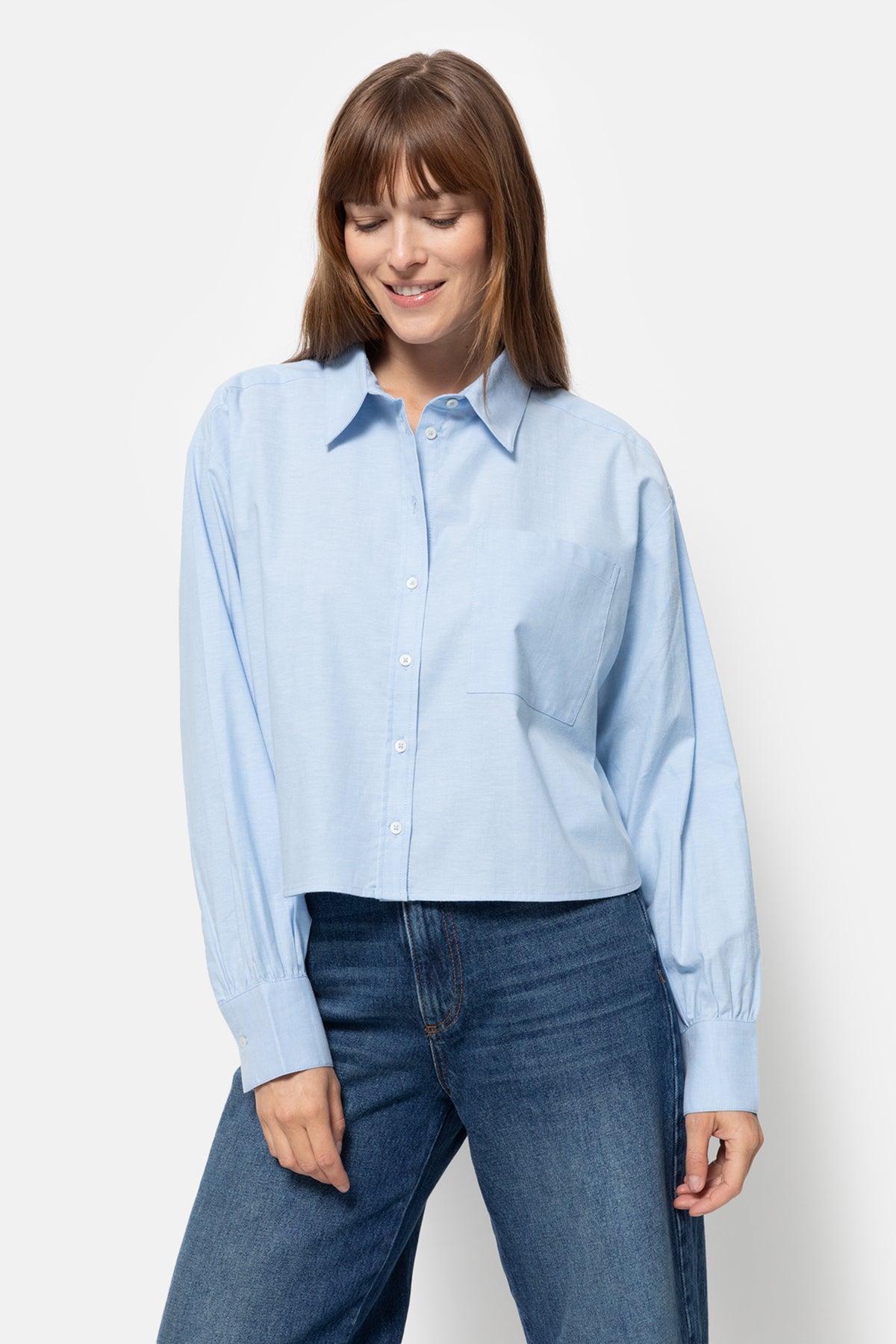 Karlotta Chemise Courte | Bleu Oxford Clair