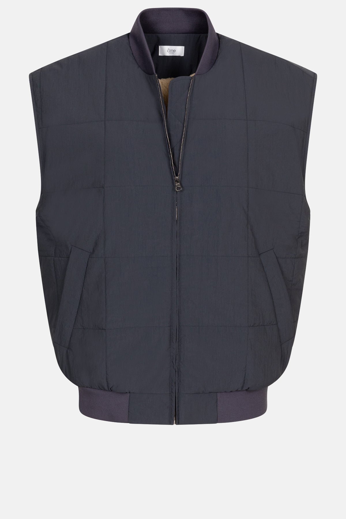 Keira Sleeveless Bomber Jacket | Dark Grey w/ Teddy Lining