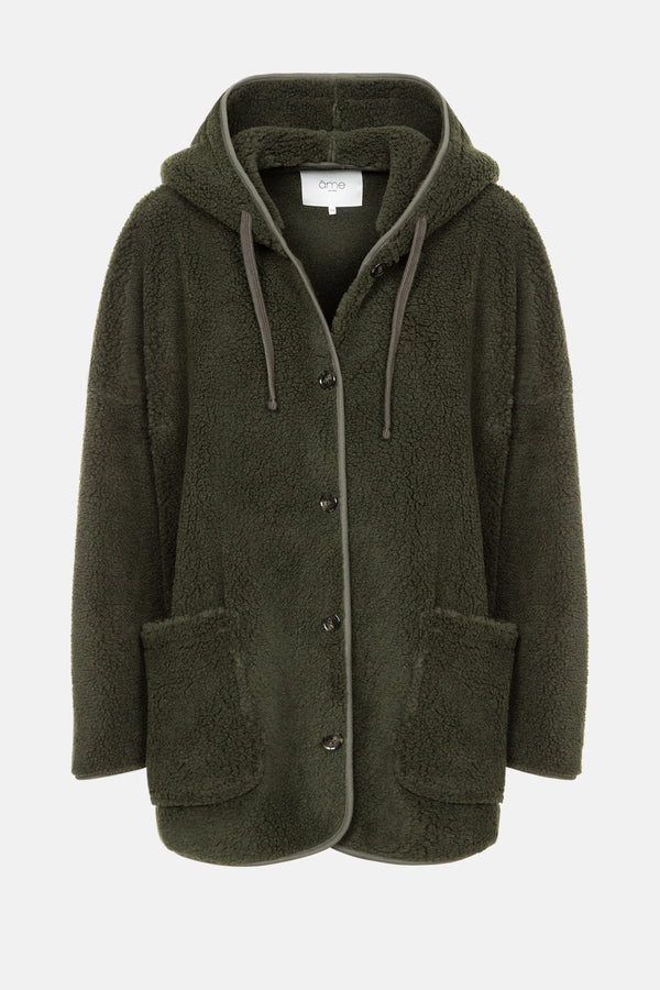 Kenji Veste à Capuche Teddy | Vert Foncé