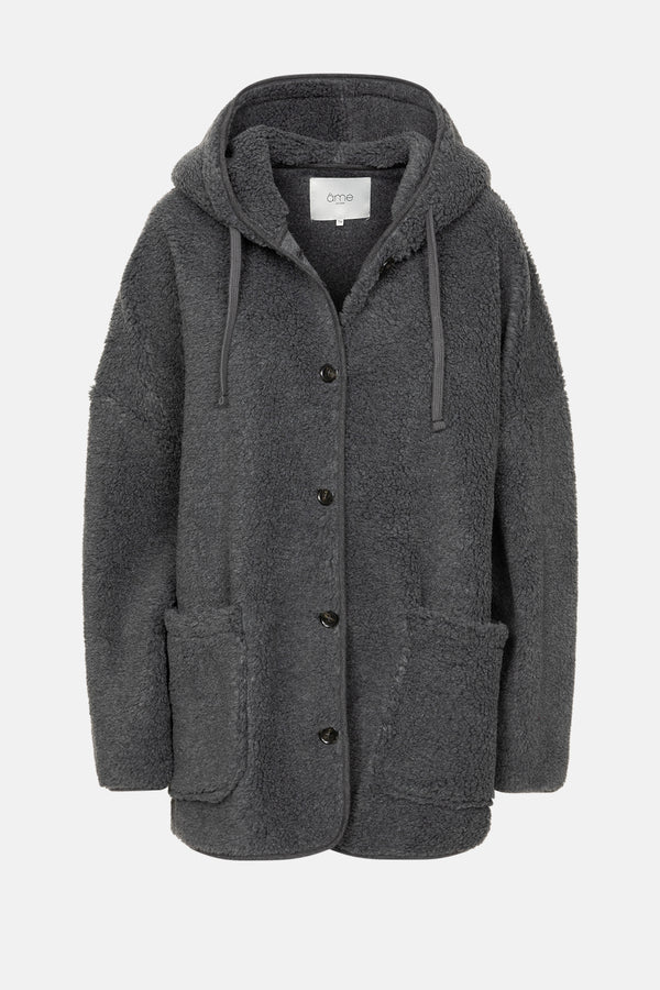 Kenji Veste à Capuche Teddy | Gris Foncé