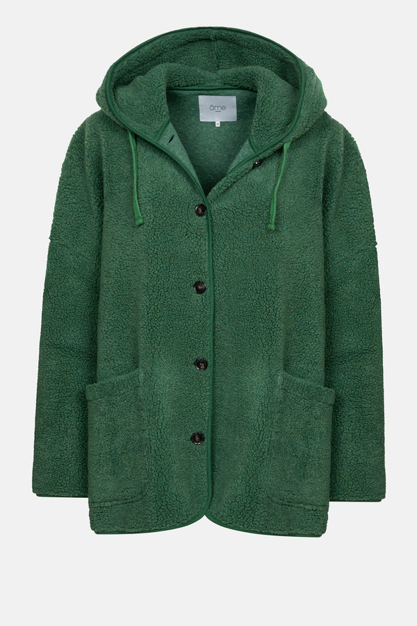 Kenji Teddy Oversized Hoodie Jacket | Green