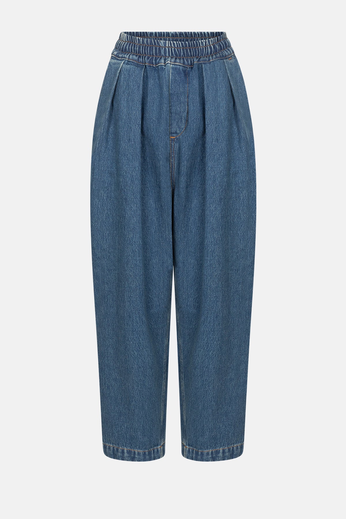 Kick Pleated Denim Pants | Dark Blue