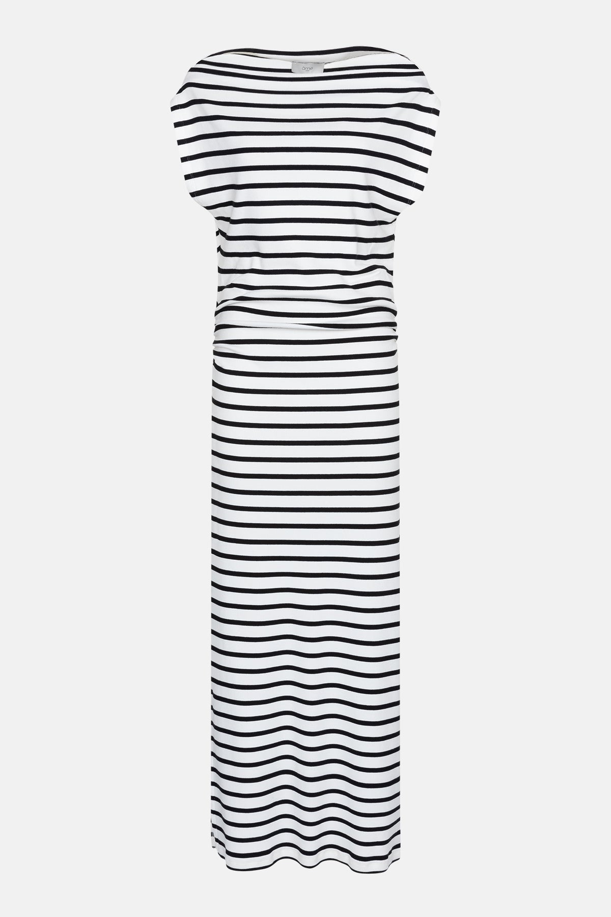 Lewis Off-Shoulder Rib Dress | Rayures noires et blanches