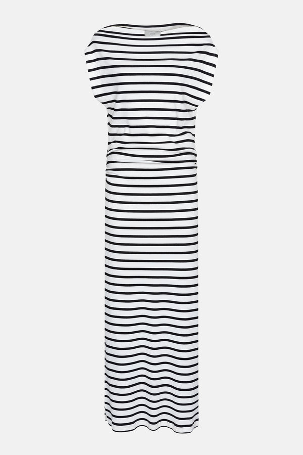 Lewis Off-Shoulder Rib Dress | Rayures noires et blanches