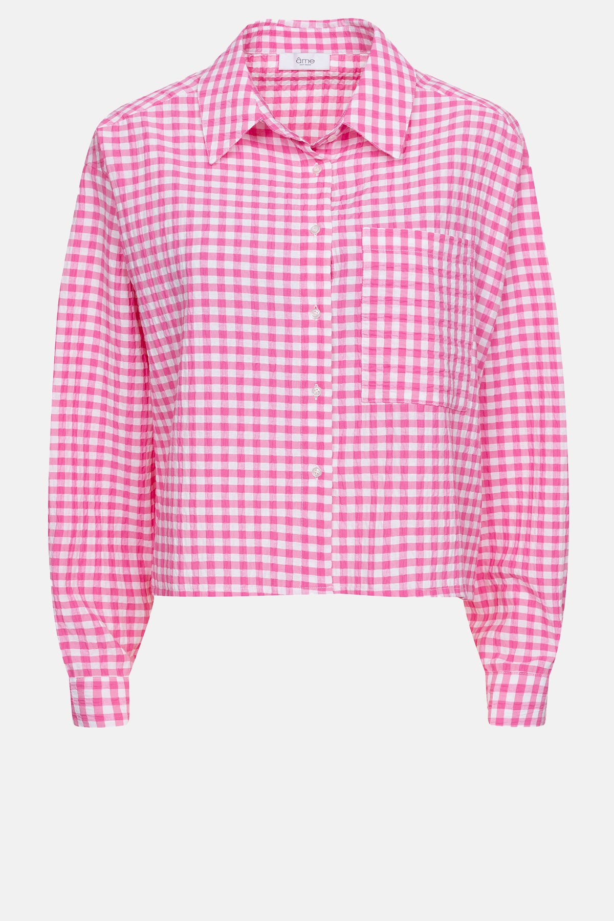 トップス BELVET Cropped checkered shirt Pink M Cropped checkered shirt – BELVET