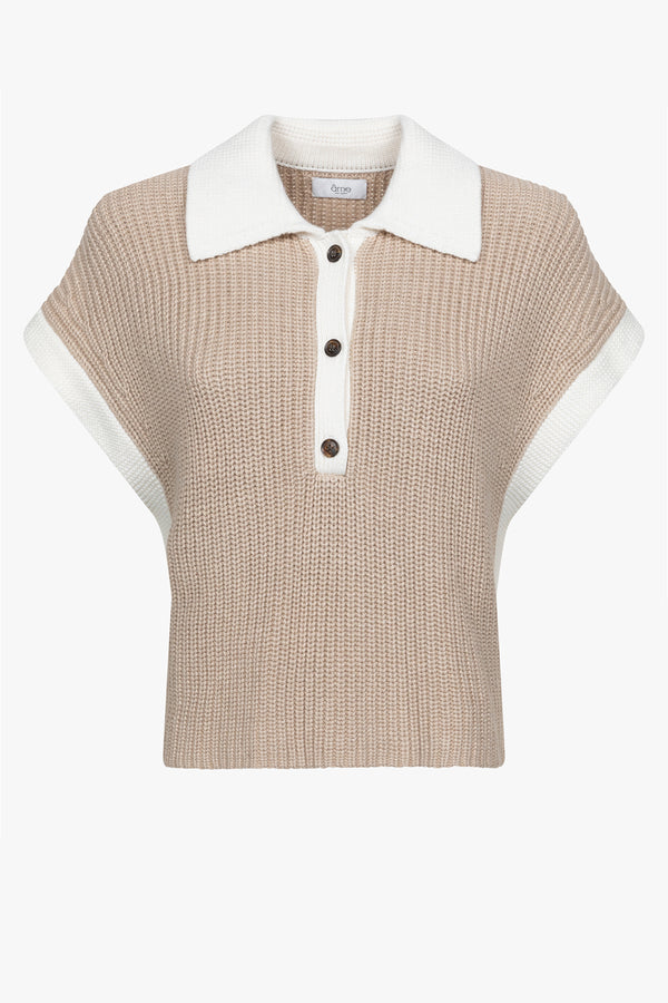 Louchka Polo Sweater | Beige & White