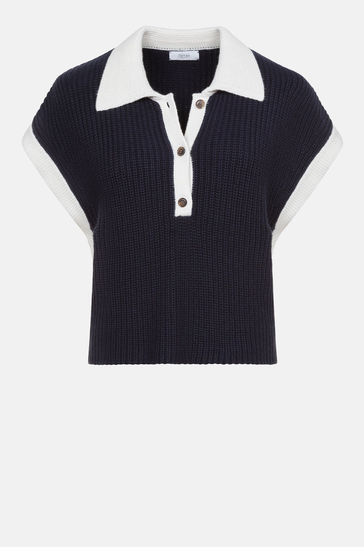 Louchka Polo Sweater | Navy Blue & White