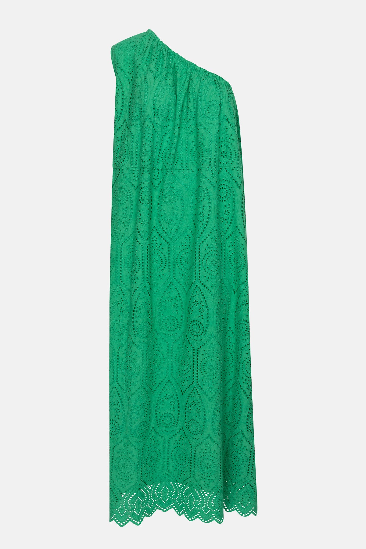 Lourose One-Shoulder Dress | Vert brodé