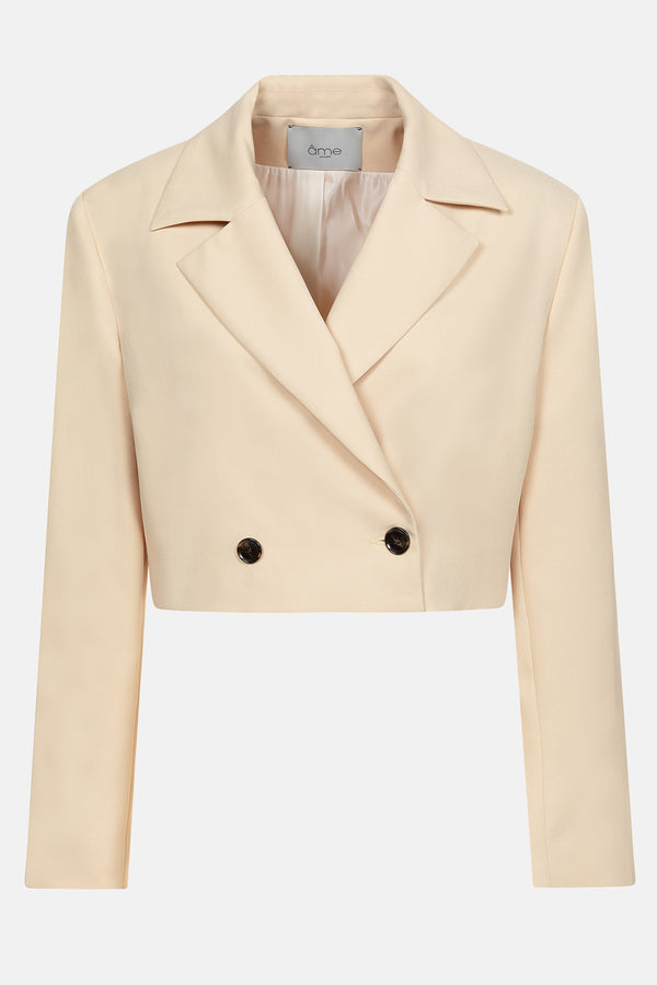 Lygie Cropped Double Breasted Blazer | Yellow