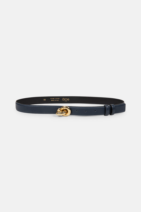 Lively Leather Belt | Navy Blue