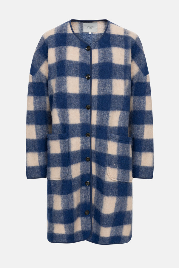 Manteau Mahaut | Bleu & Beige à Carreaux
