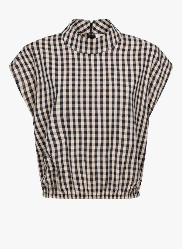 Mamounia Checked Top | Noir & Beige