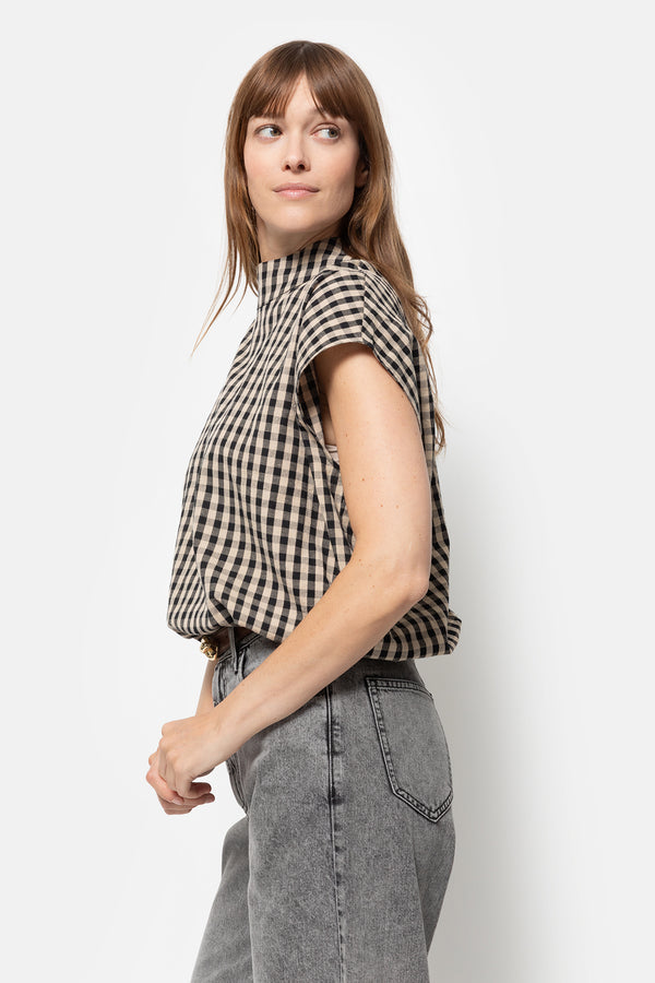 Mamounia Checked Top | Noir & Beige