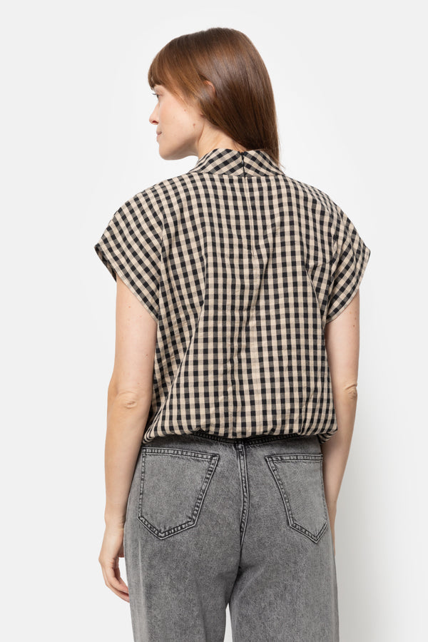 Mamounia Checked Top | Noir & Beige