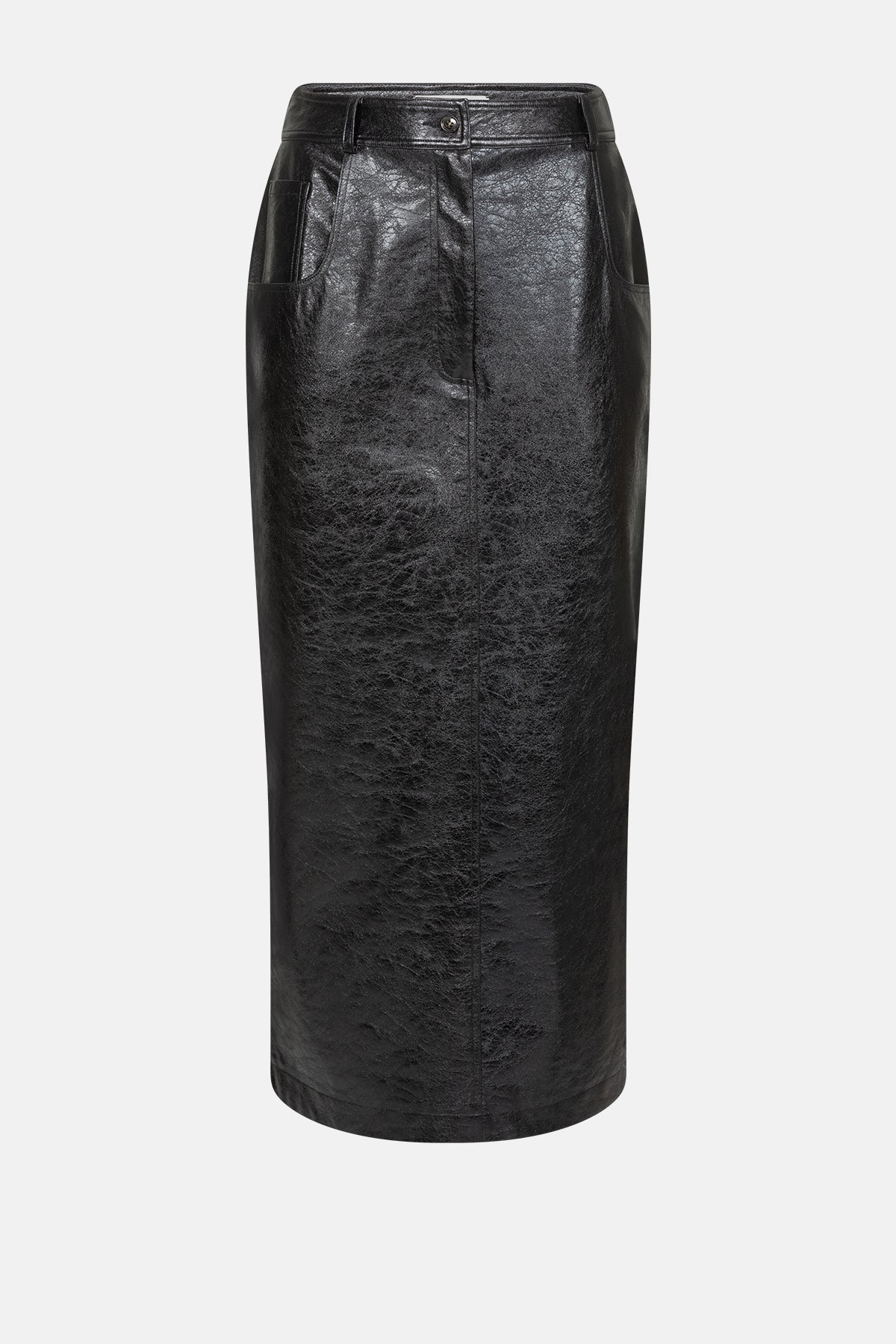 Maya Jupe Midi en Cuir Synthétique | Noir